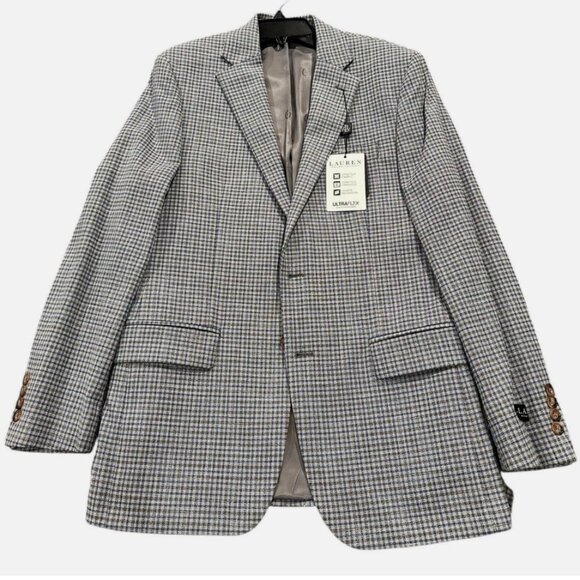 Lauren Ralph Lauren Blazer UltraFlex Lexington Check Navy Men’s 38R - Picture 1 of 3